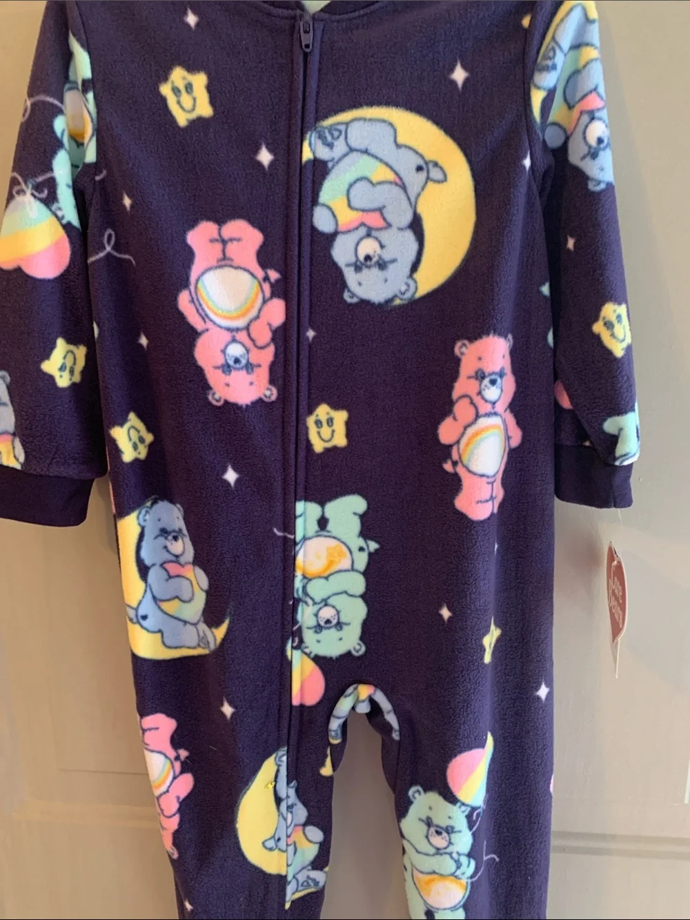 Care Bears Fleece Zip-Up Size 3T NEW One-Piece Pajamas Skid-Proof Feet bottoms